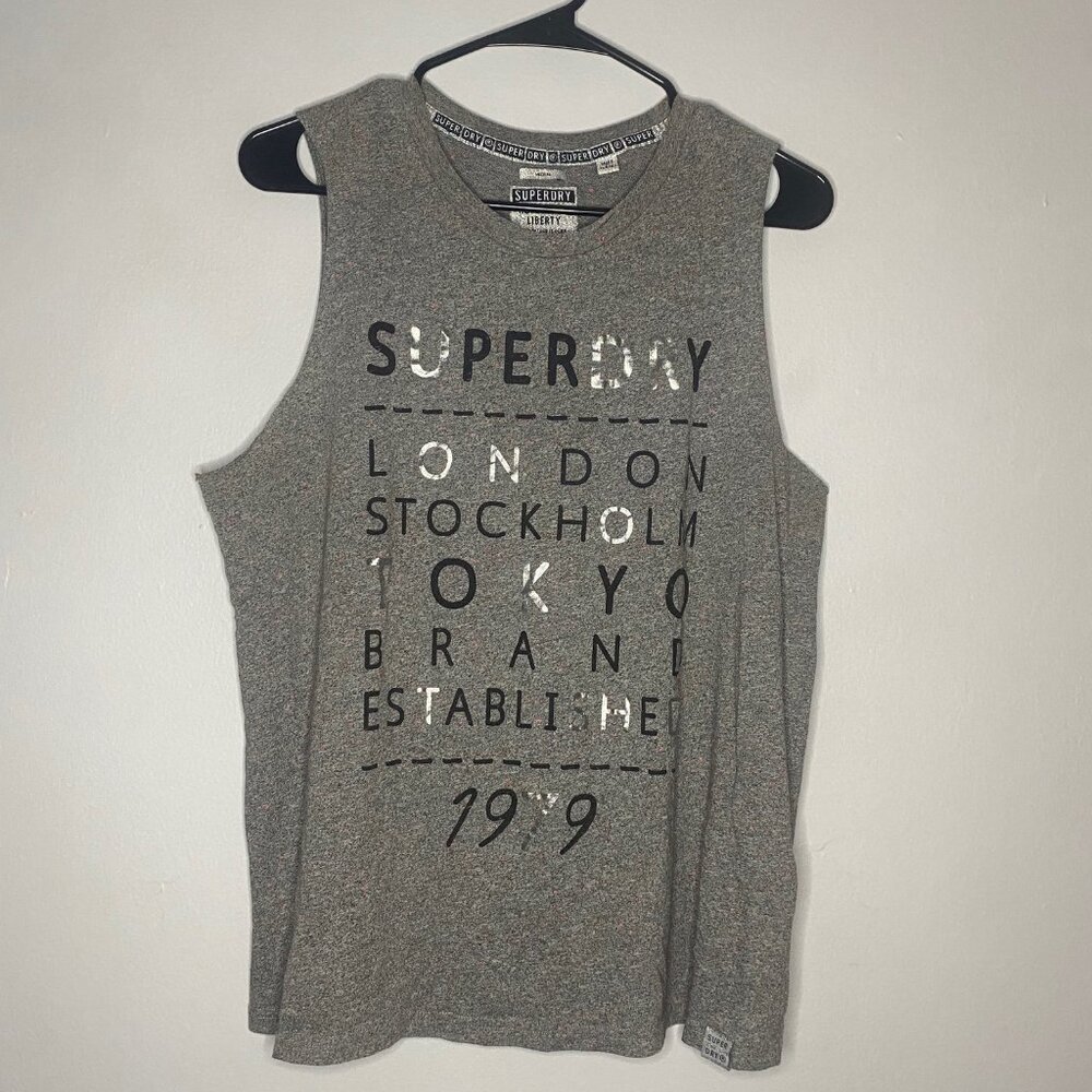 Superdry Grey Sleeveless Tee - Size M